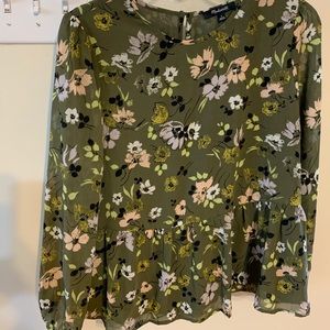 NWT Madewell Georgette Floral Peplum Blouse SMALL